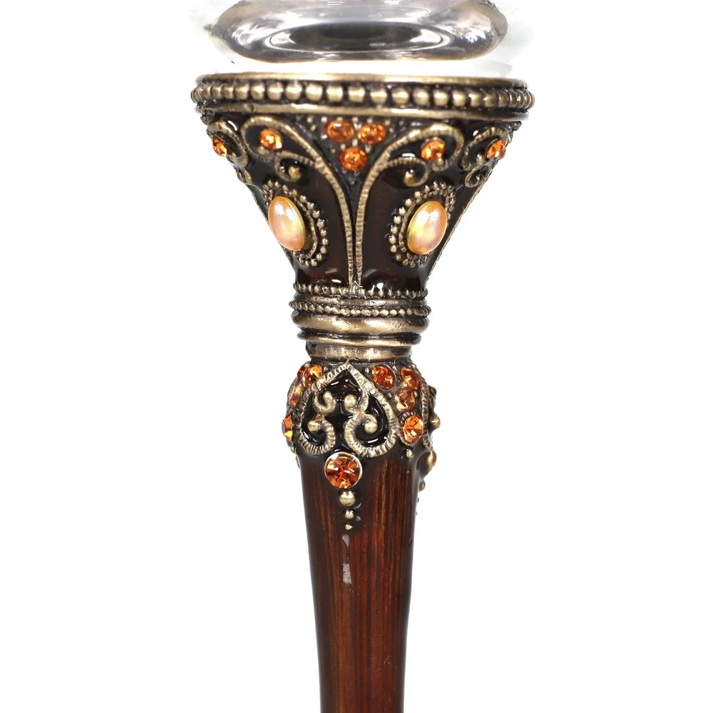 RARE VTG Ornate Jeweled Wine Glass Crystals Enameled Bronze Stem Gothic Romantic